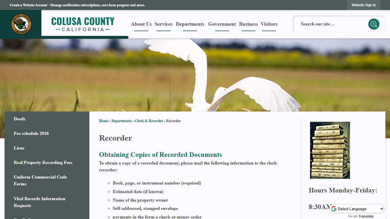 Recorder | Colusa County, CA - Official Website