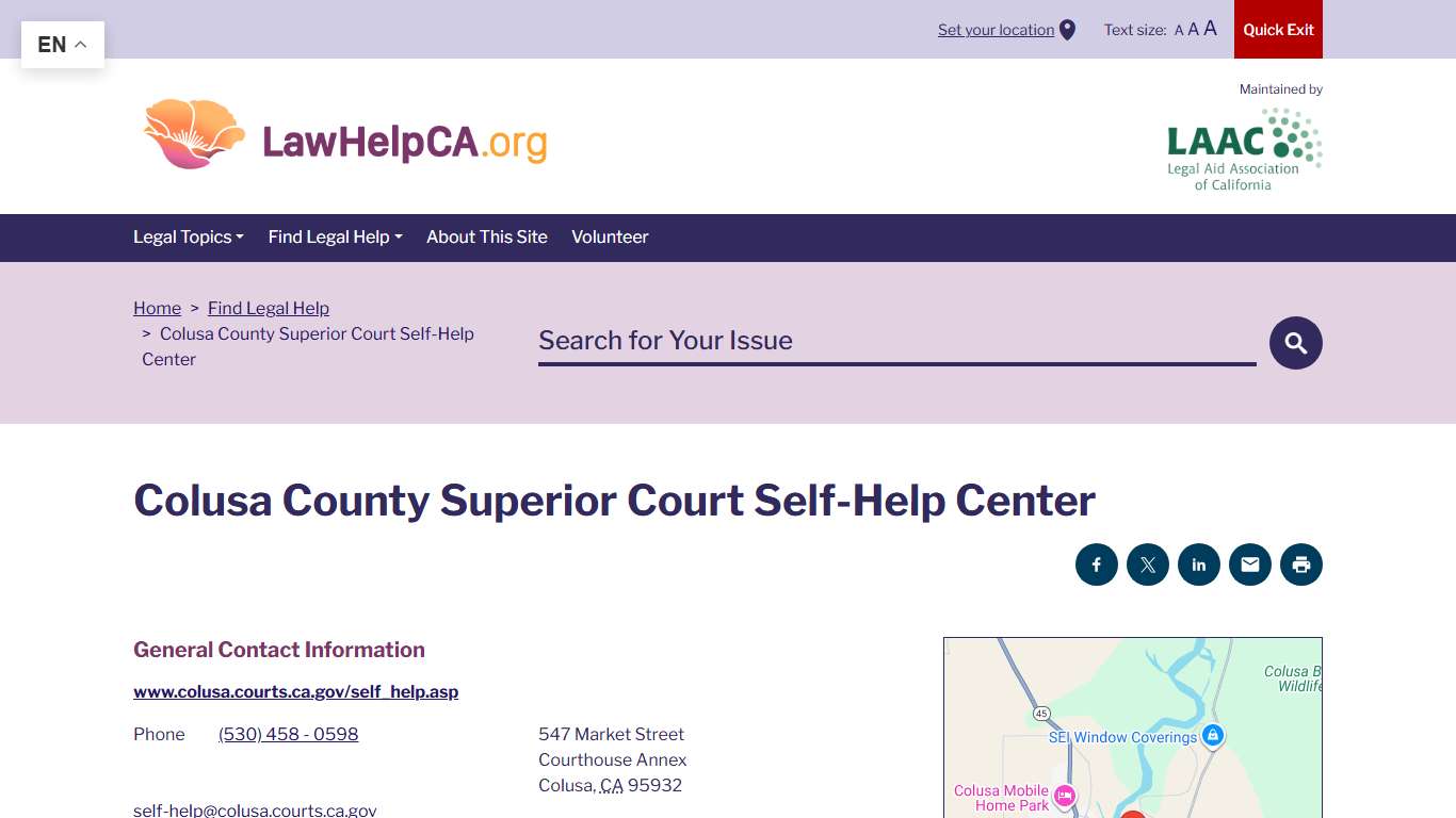 Colusa County Superior Court Self-Help Center | LawHelpCA - Legal aid and legal help near you
