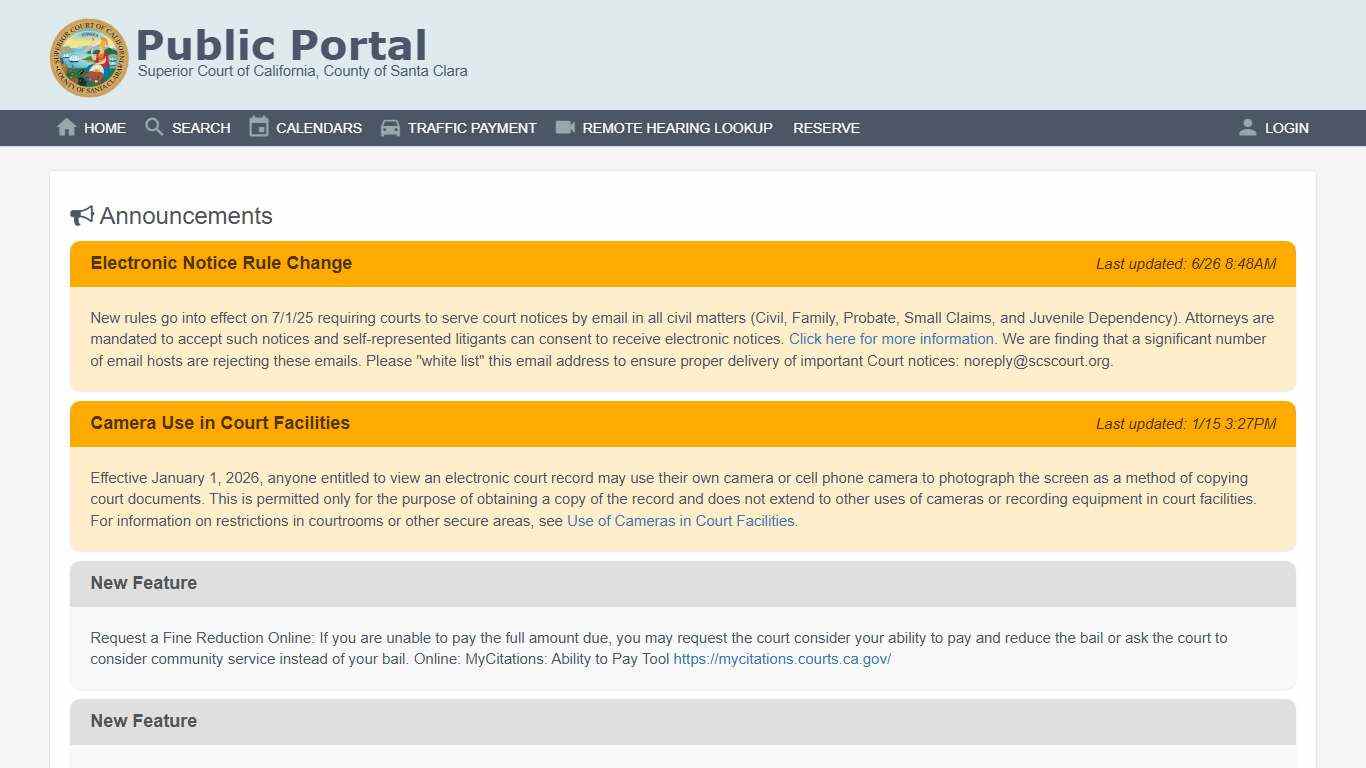 Public Portal - Superior Court of California, County of Santa Clara