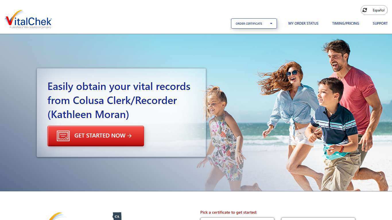 Colusa Clerk/Recorder (Kathleen Moran) (CA) | Order Certificates - VitalChek